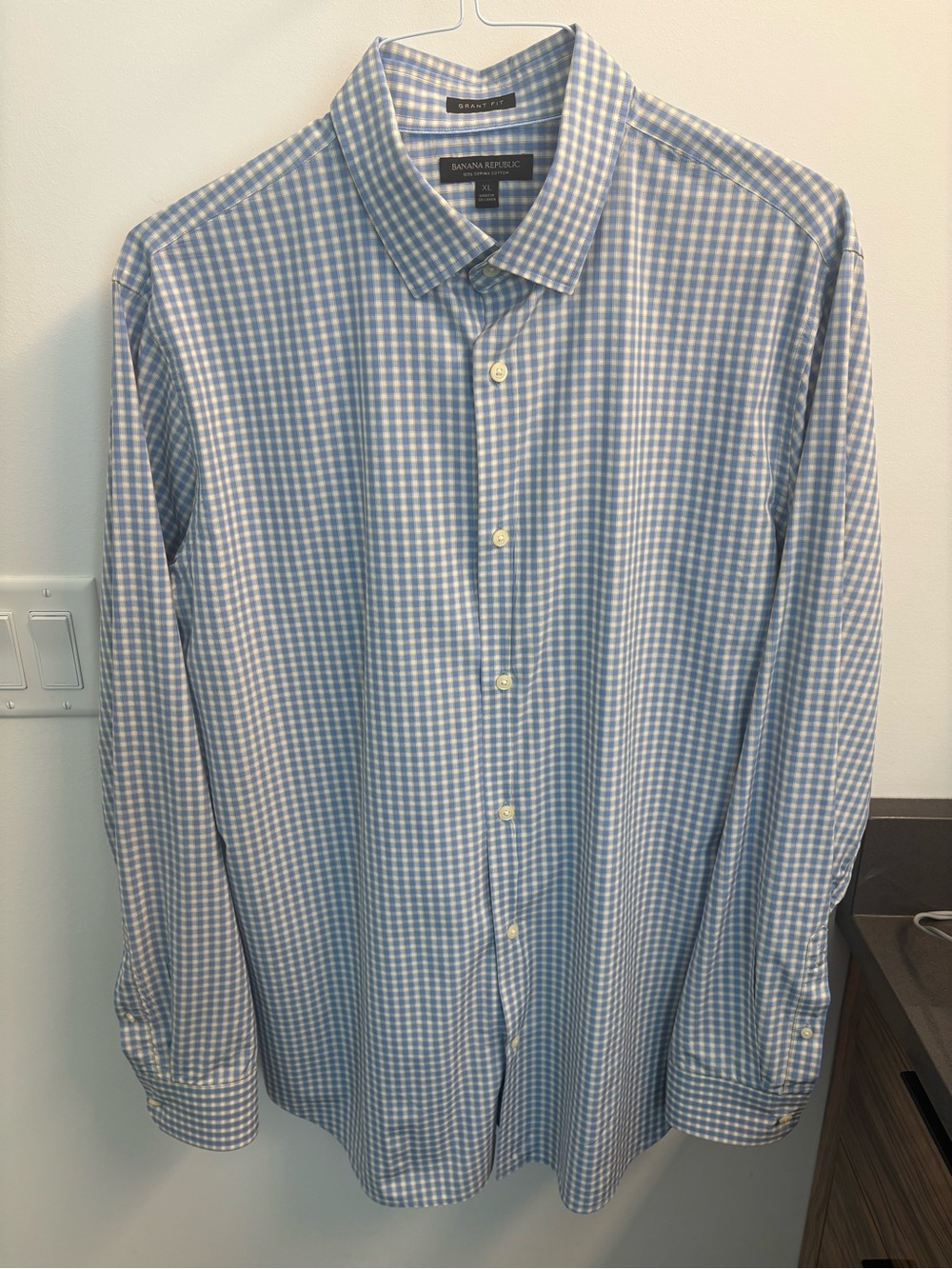 Banana Republic Grant Fit Light Blue, White, and Yellow Gingham Button-up Shirt